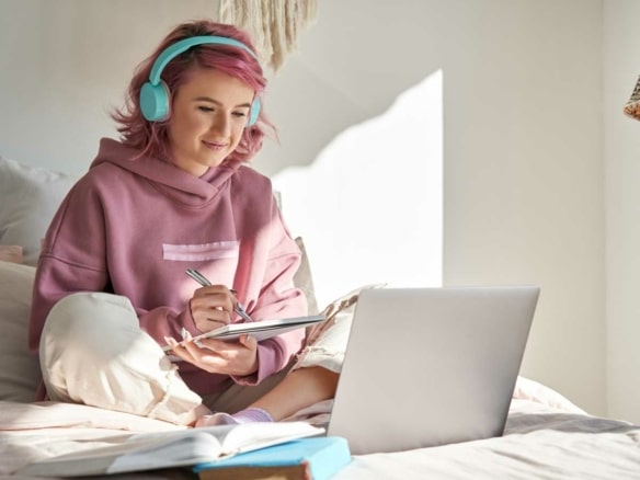 Student studying in Preston flat.
